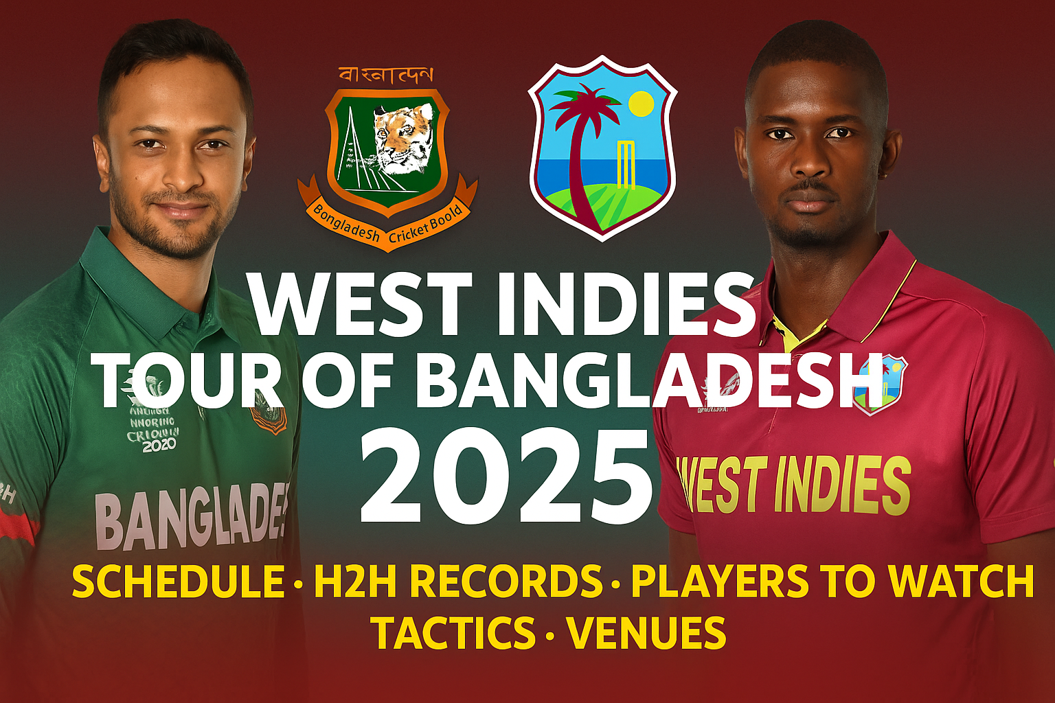 West Indies tour of Bangladesh 2025 — Schedule, H2H, Form Guide & Smart Match-Up Analysis